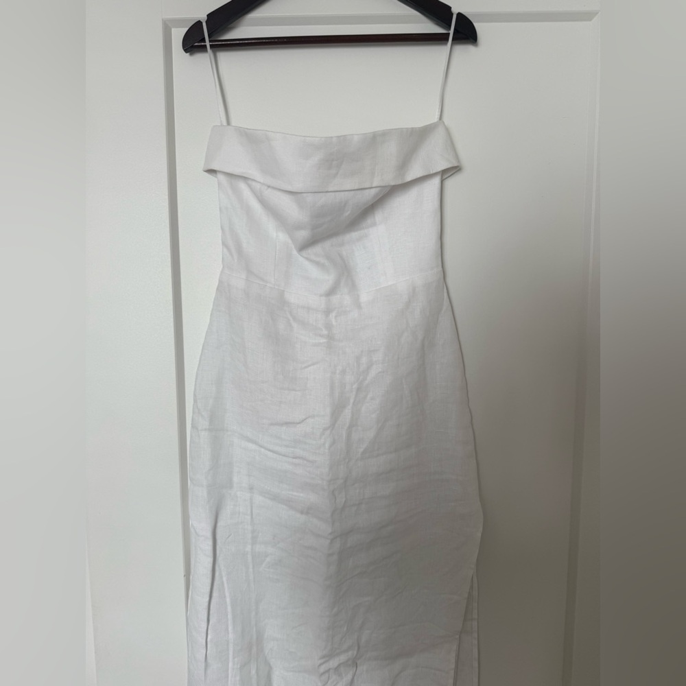 linen dress button up Linen Short Sleeve Striped Button-Down Dress Large main image 0